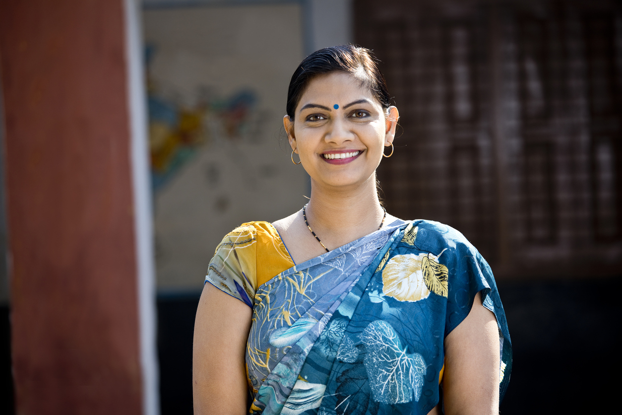 Portrait of confident Indian woman in sari